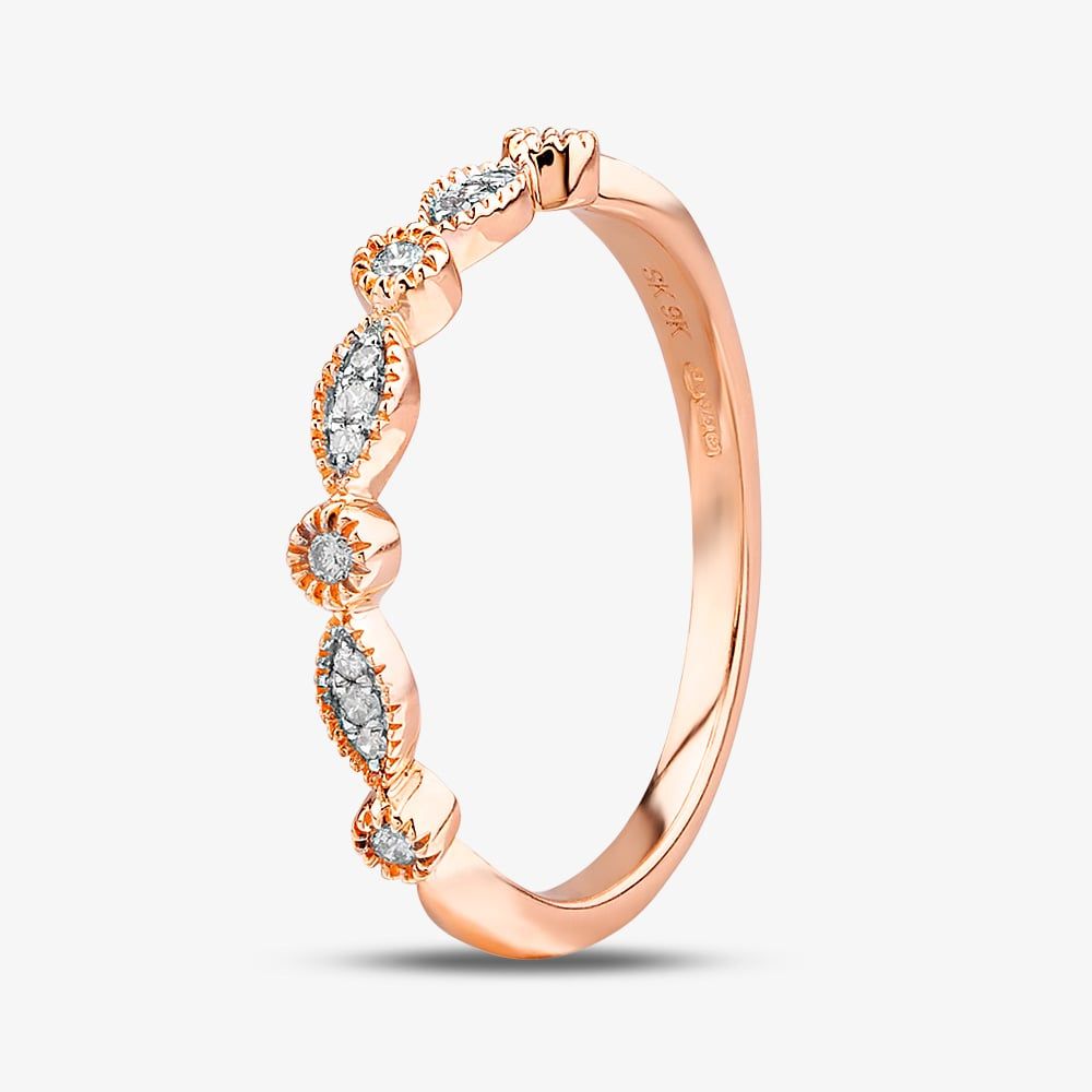 9ct Rose Gold Diamond Fancy Half Eternity Ring