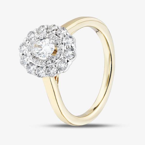 18ct Yellow Gold 0.77ct Diamond Oval Cluster Ring