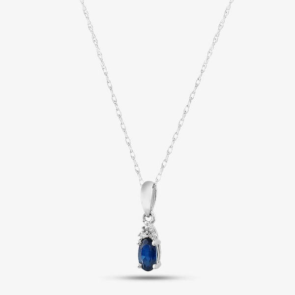 T.H.Baker 9ct White Gold Sapphire & Diamond Pendant Necklace