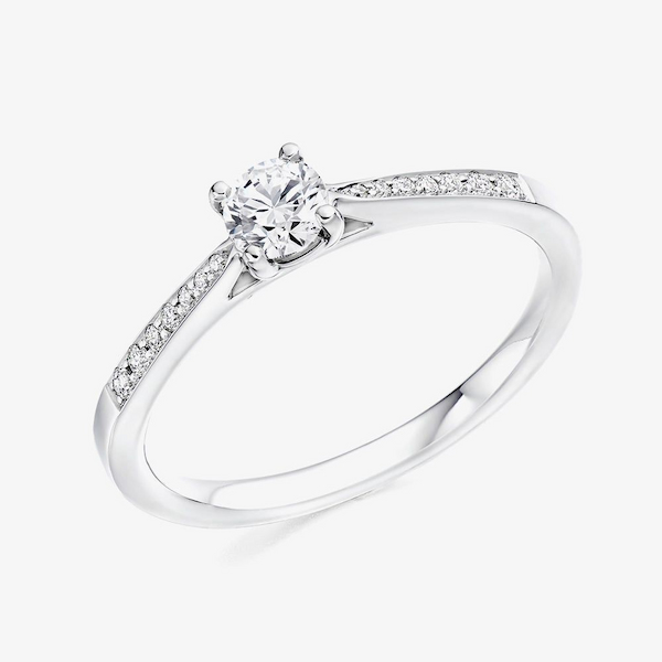 T.H.Baker Platinum 0.23ct Brilliant Cut Shoulder Set Solitaire Ring