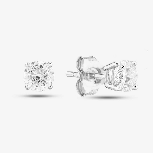 T.H.Baker 18ct White Gold Brilliant Cut Diamond Solitaire Stud Earrings