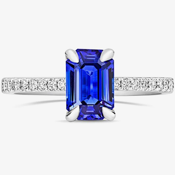 Tivon 18ct White Gold 1.50ct Emerald Cut Tanzanite Dress Ring