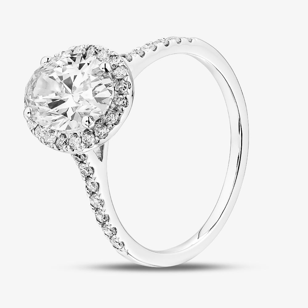 9ct White Gold 2.40ct Oval Cut Lab Grown Diamond Halo Ring