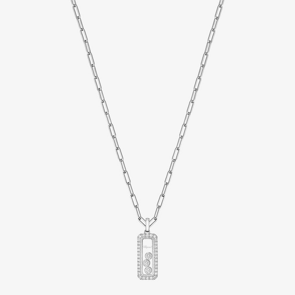 Chopard Happy Diamonds Icons 18ct White Gold Diamond Pave Small Bar Pendant