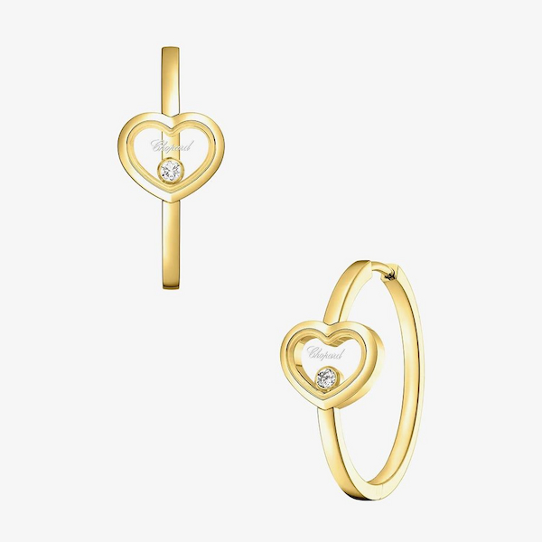 Chopard Happy Diamonds Icons 18ct Yellow Gold Diamond Heart Hoop Earrings