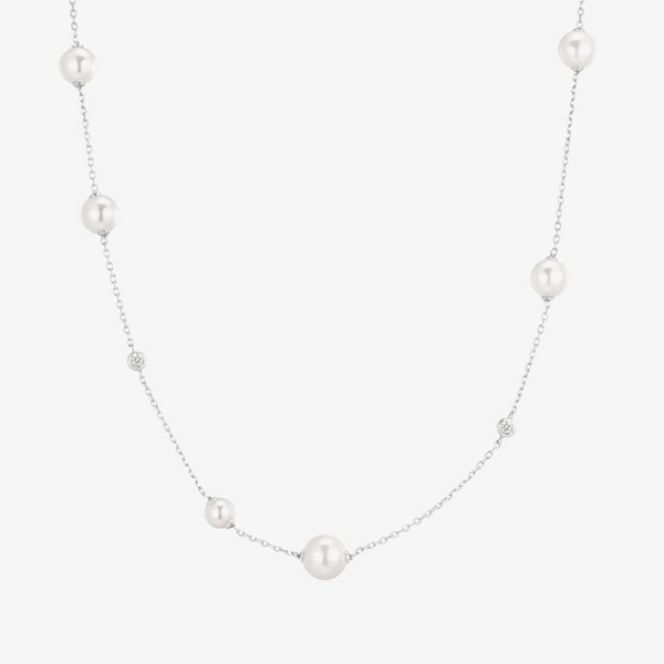 Ania Haie Luna Gaze Silver Asymmetric Shell Pearl Chain