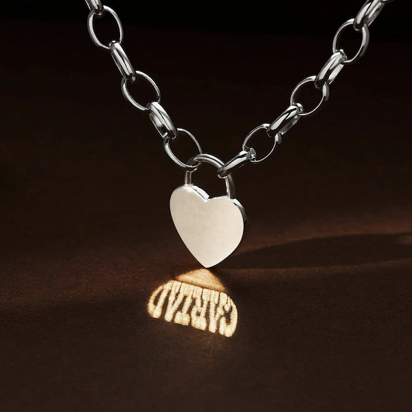 Sterling Silver & Rose Gold Heart Padlock Necklace