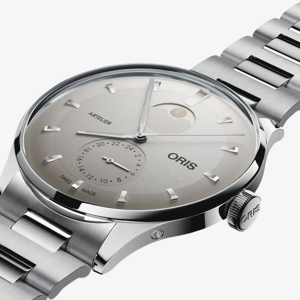 Oris Mens Artelier Complication White Dial Stainless Steel Bracelet Watch