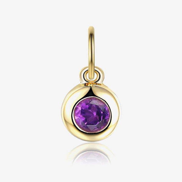 9ct Yellow Gold 0.16ct Amethyst Birthstone Bubble Charm