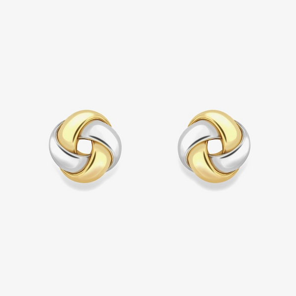 9ct Two Colour Gold Knot Stud Earrings