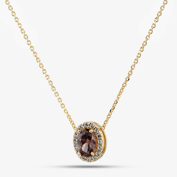 T.H.Baker Yellow Gold Tone Plated Sterling Silver Purple Cubic Zirconia Halo Pendant