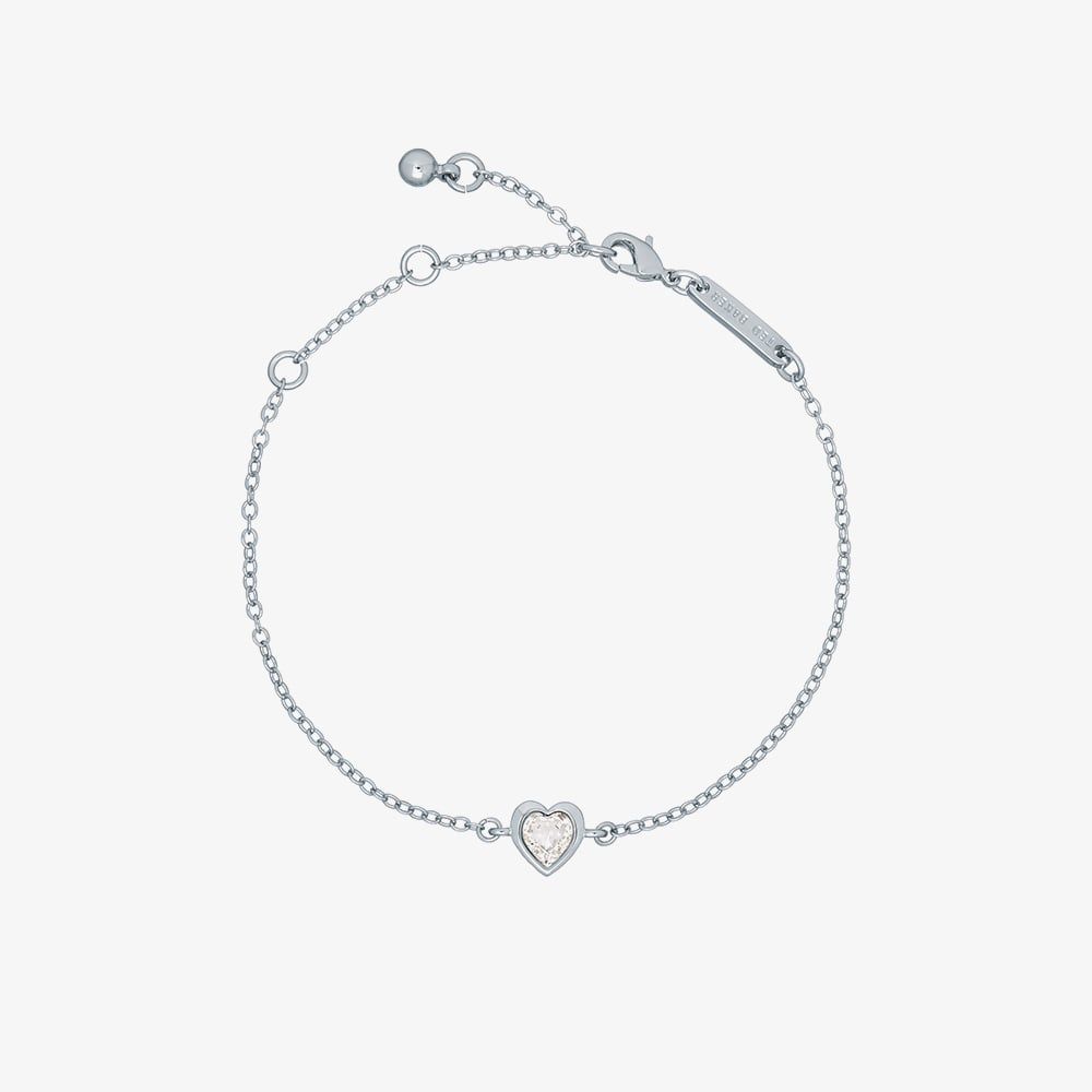 Hansa Silver Tone Crystal Heart Bracelet