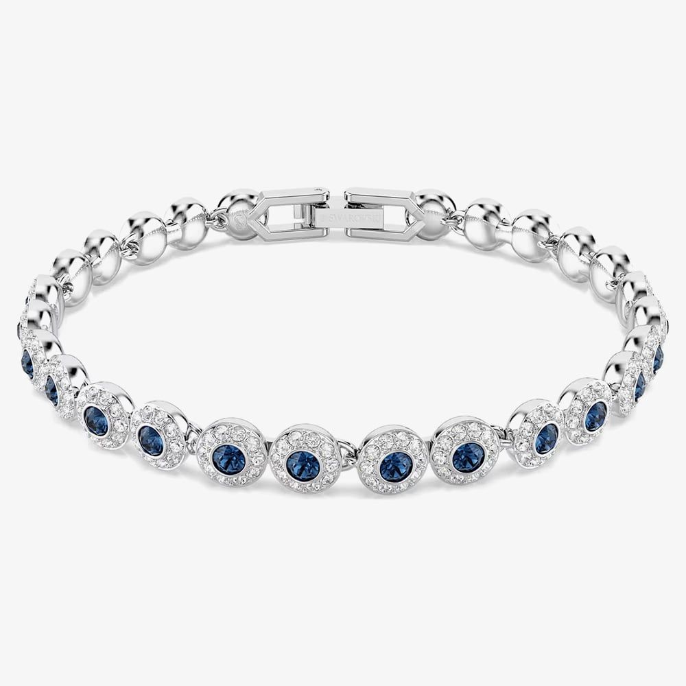 Swarovski Una Angelic Rhodium Plated Blue Crystal Tennis Bracelet