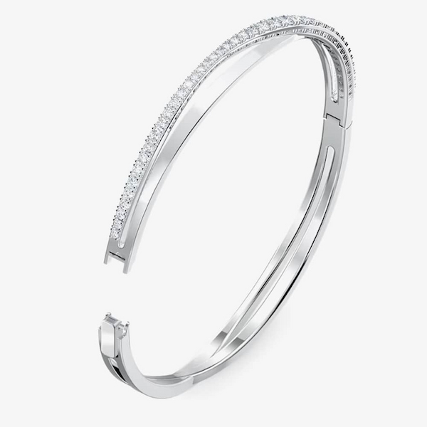 Swarovski Twist Cross Over White Crystal Bangle