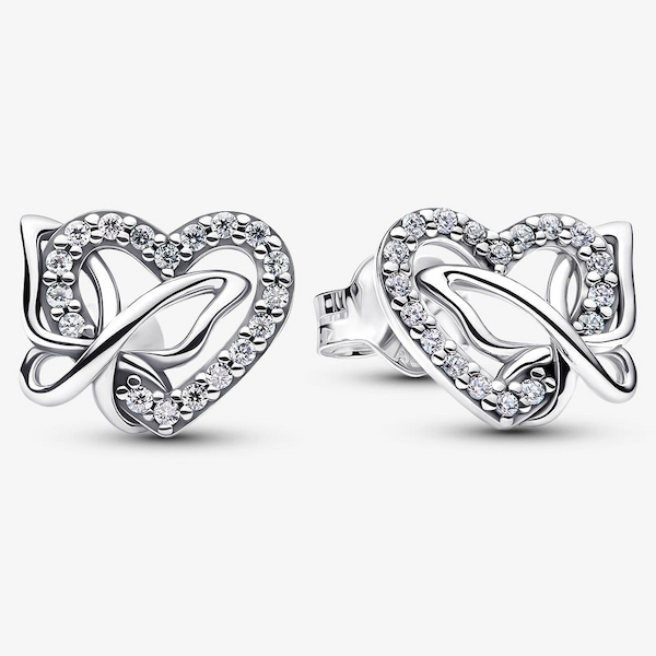 Pandora Silver Entwined Heart & Butterfly Stud Earrings