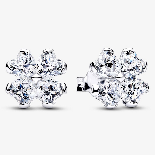 Pandora Silver Sparkling Lucky Clover Stud Earrings