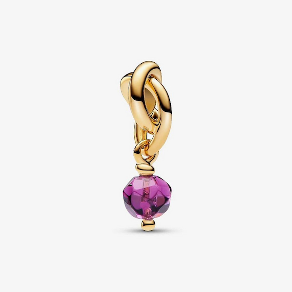 Pandora 14ct Yellow Gold Plated Purple Crystal February Eternity Circle Charm