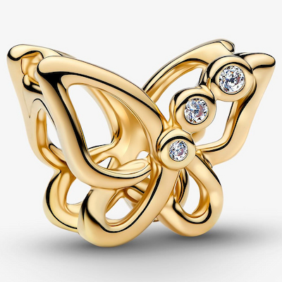 Pandora I14ct Gold Plated Butterfly Openwork Charm