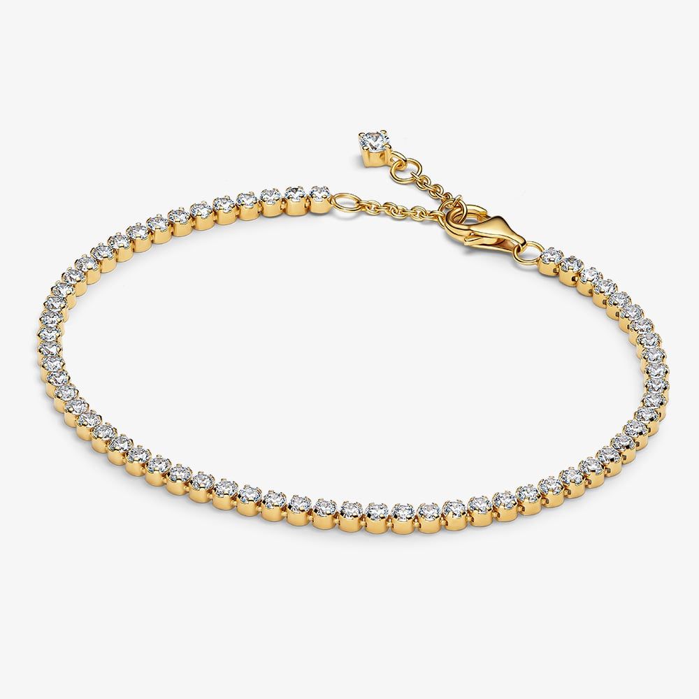 PANDORA 14ct Gold Plated Sparkling Tennis Bracelet