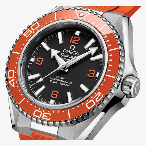 Omega Mens Seamaster Planet Ocean 600m Orange Rubber Strap Watch