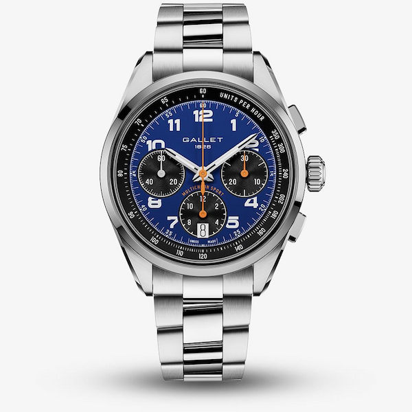 Gallet Mens Mutichron Sport Chronograph Blue Dial Bracelet Watch