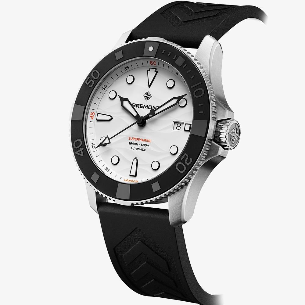 Bremont Mens Supermarine 500m Polar White Dial Rubber Strap Watch
