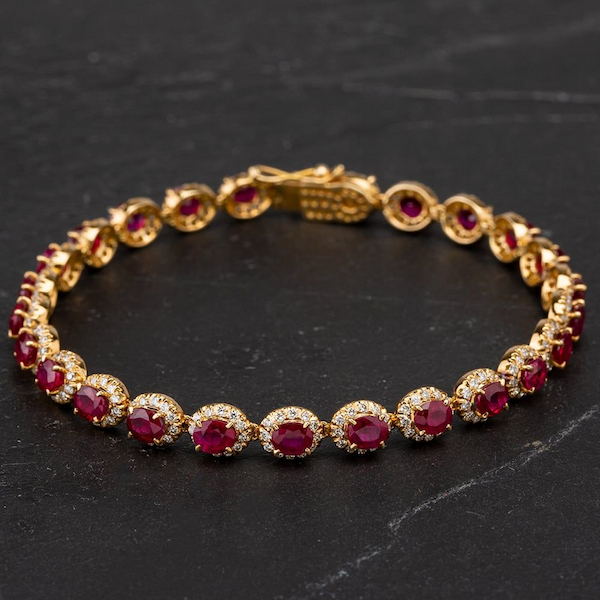 Second hand 18ct Yellow Gold 7 Inch Ruby Bracelet