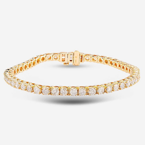 Yellow Gold 5.00ct Brilliant Cut Diamond 7 Inch Tennis Bracelet