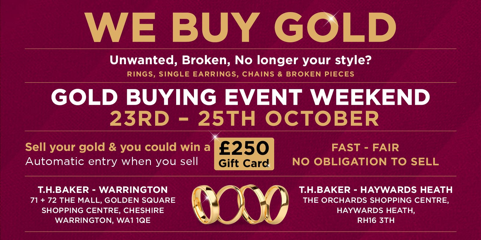 Sell Your Gold for Cash at T.H.Baker Warrington & Haywards Heath