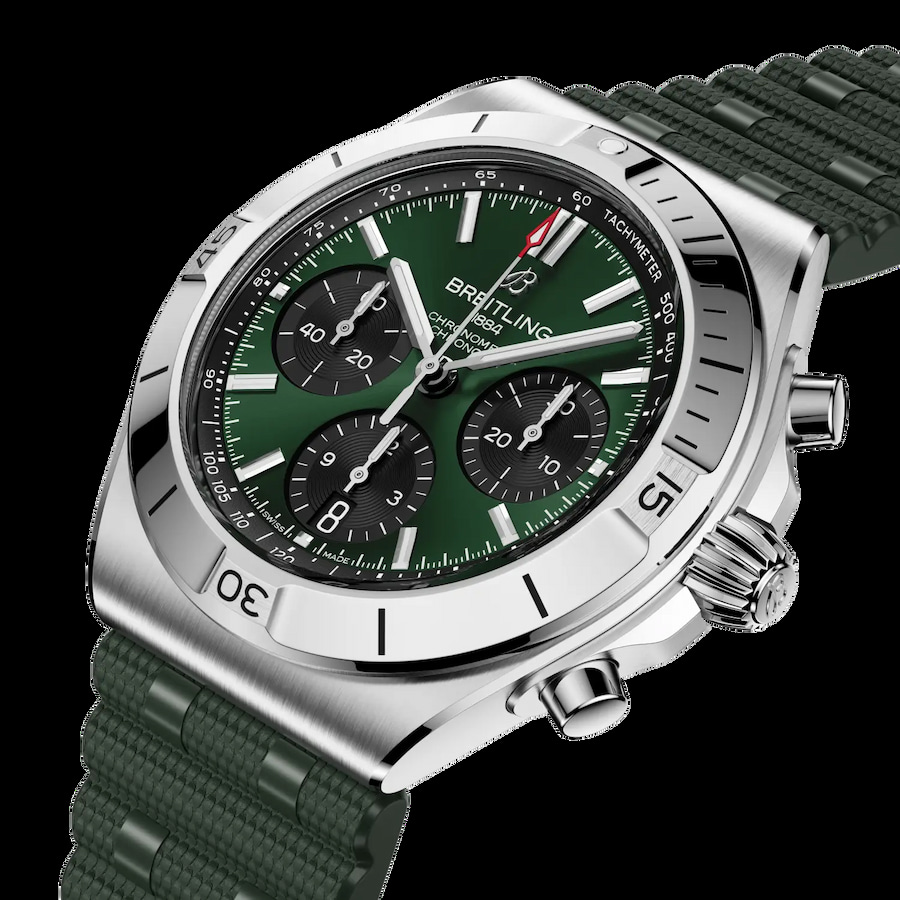 Chronomat B01 42 Green Rubber Strap Watch
