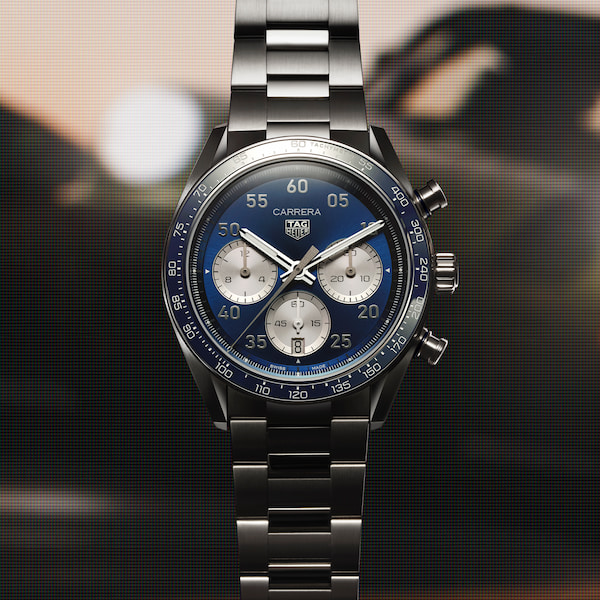 TAG Heuer Mens Carrera Chronograph Sport Blue Dial Bracelet Watch