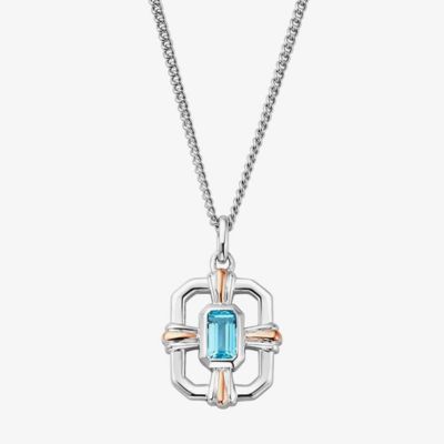 Clogau Silver & 9ct Rose Gold Enchanted Gateways Swiss Blue Topaz Necklace