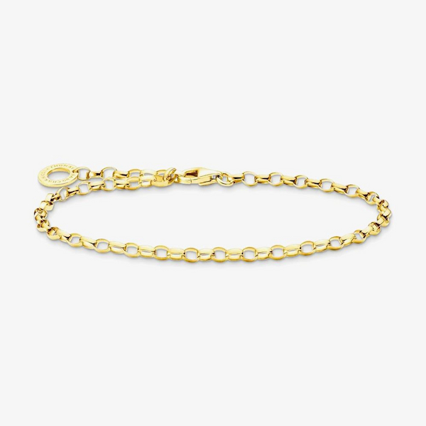 THOMAS SABO Charm Club 18ct Gold Plated Oval Link Belcher Bracelet