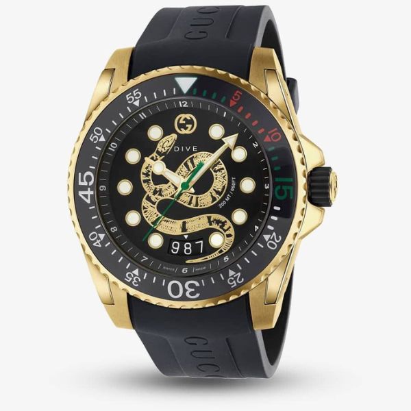 Gucci Dive Gold Plated Snake Watch