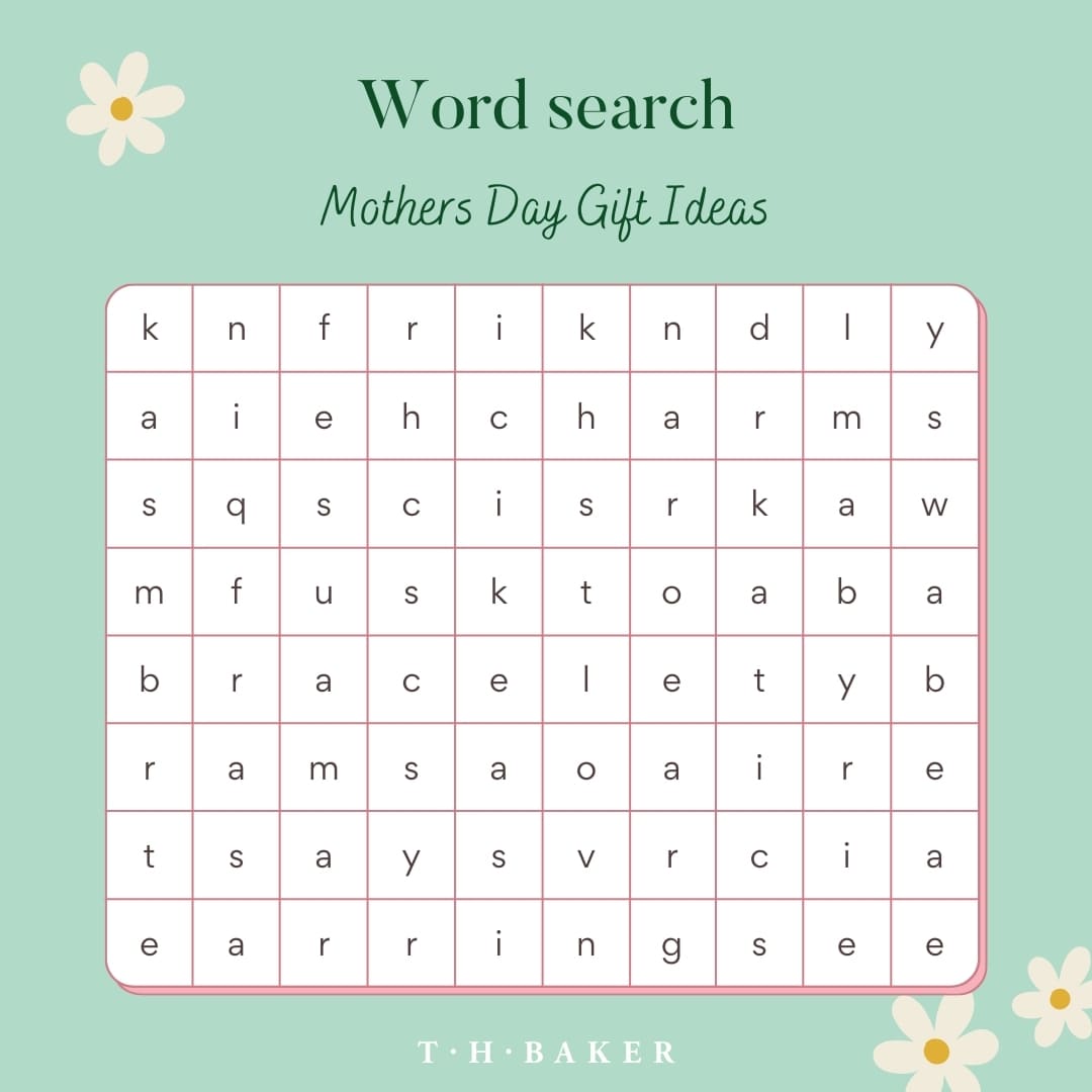Mother's Day Gift - Word Search - T.H.Baker