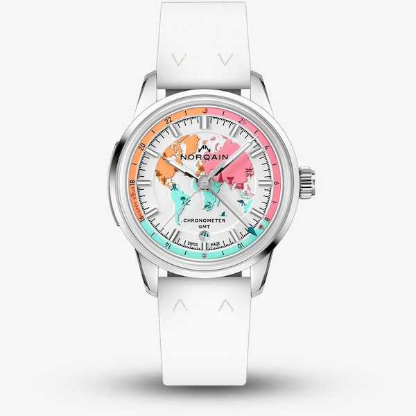 NORQAIN Limited Edition Freedom GMT Enjoy Life Holiday White Rubber Strap Watch