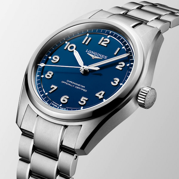 Longines Mens Spirit Pilot Blue Dial Bracelet Watch L3.809.4.93.6