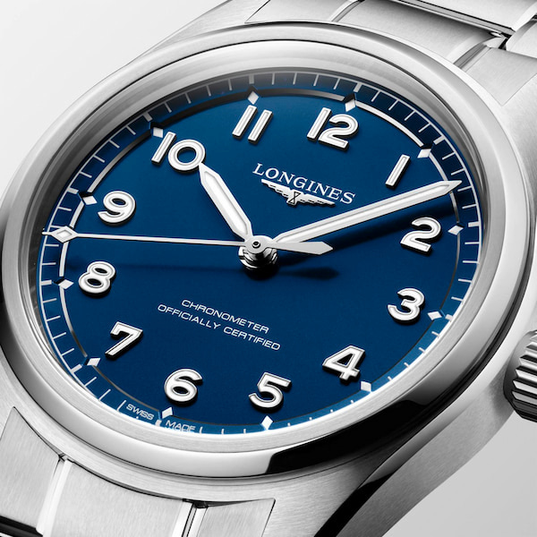 Longines Mens Spirit Pilot Blue Dial Bracelet Watch L3.809.4.93.6