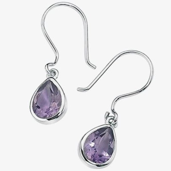 T.H.Baker_Silver_Amethyst_Tear_Drop_Earrings