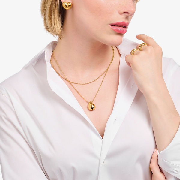THOMAS SABO Gold Plated Organic Drop Pendant Necklace