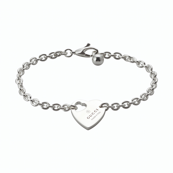 Gucci Trademark Silver Cut Out Heart Bracelet