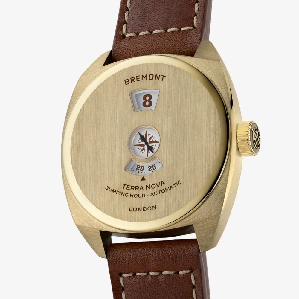 Bremont Mens Terra Nova Limited Edition Jumping Hour Brown Leather Strap Watch