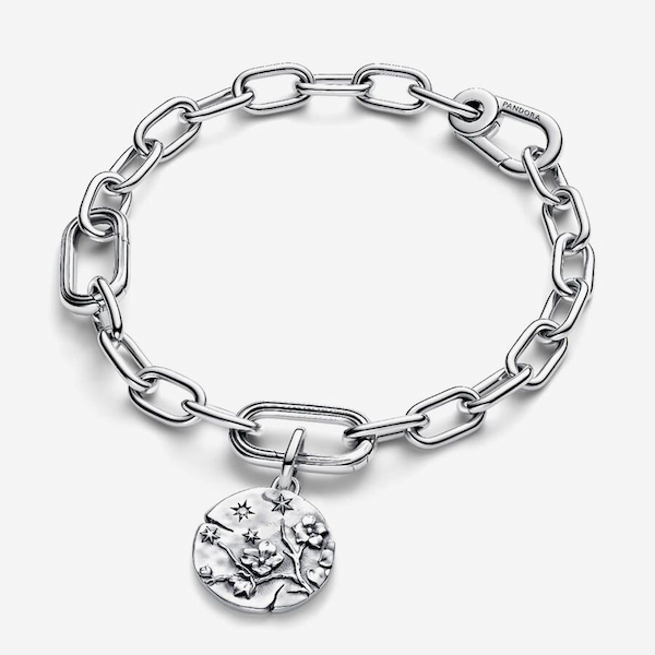 PANDORA Sterling Silver Cubic Zirconia Cherry Blossom Medallion Dangle Charm