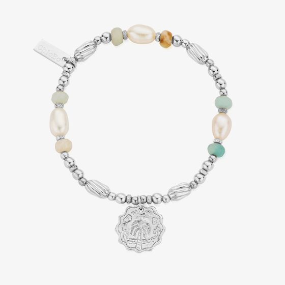ChloBo Treasures Of Bali Dreamers Paradise Sterling Silver Mixed Stone Beaded Charm Bracelet