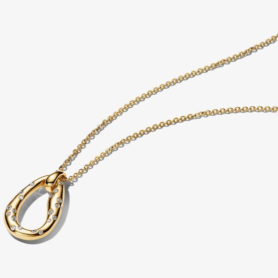 PANDORA 14ct Gold Plated Organically Shaped Circle Pearl Necklace