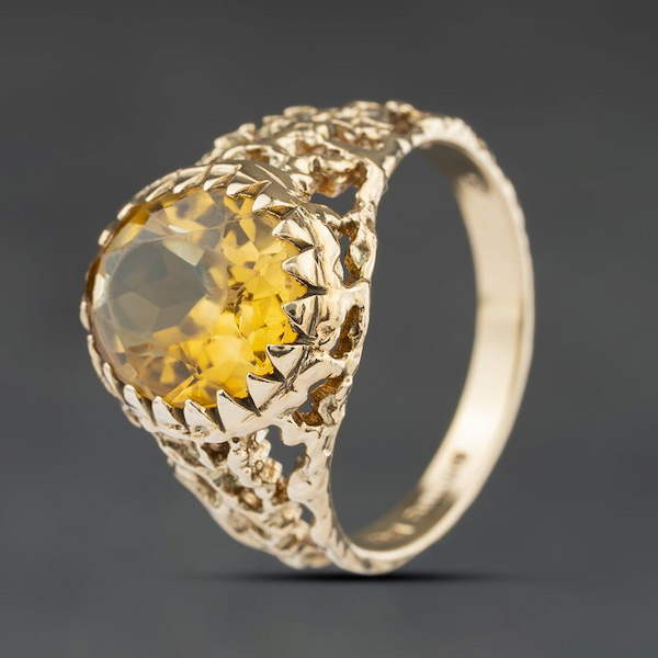 Second Hand 9ct Yellow Gold Citrine Oval Dress Ring 