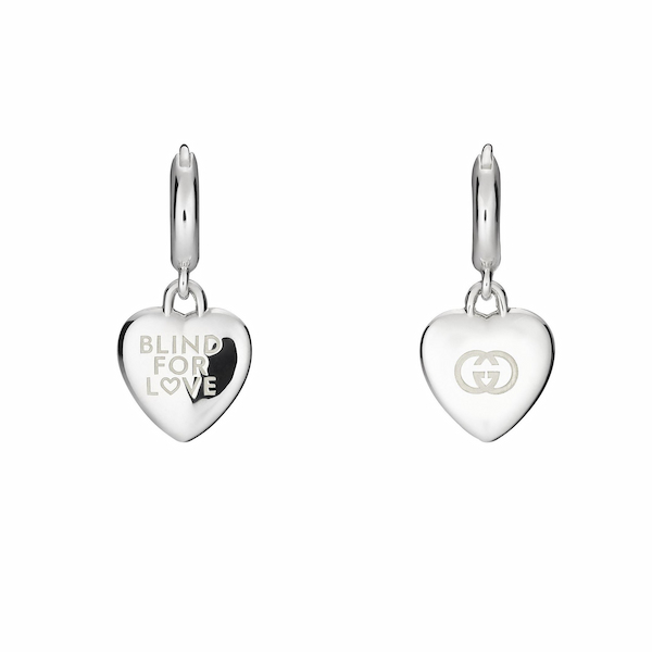 Gucci Blind For Love Silver Huggie Hoop Earrings