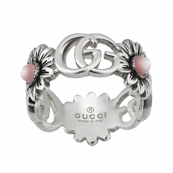 Gucci Silver GG Marmont Flower Ring