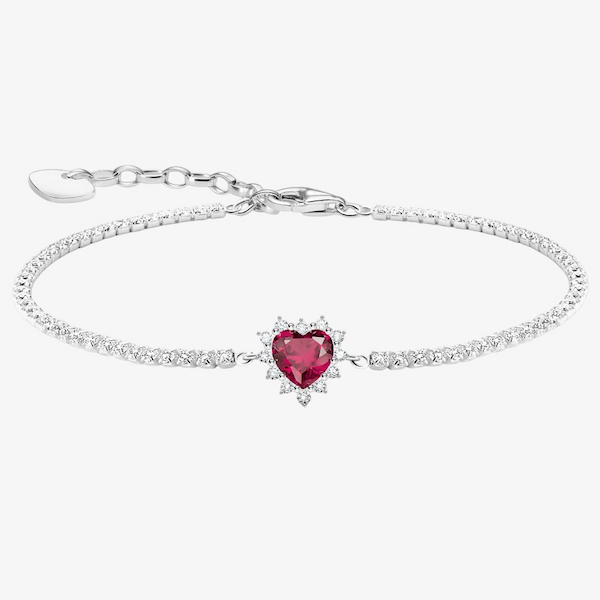 THOMAS SABO Romance Silver Ruby & Cubic Zirconia Heart Bracelet