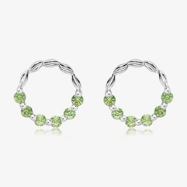 T.H.Baker Sterling Silver Peridot Open Circle Stud Earrings